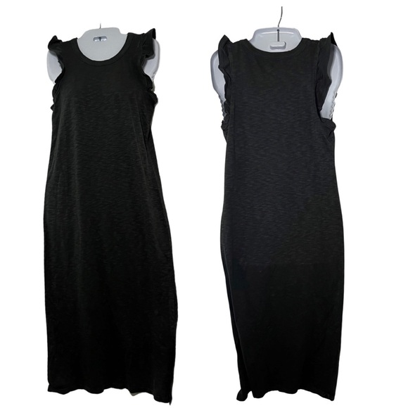 Grey Round Neck Ruffle Sleeve Midi Dress size xs GUC - Picture 3 of 4